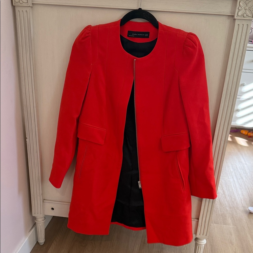 Zara Women's Vibrant Red Trench Coat